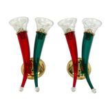 Vintage Pair of Murano glass sconces signed by VeArt, Italy 1970s