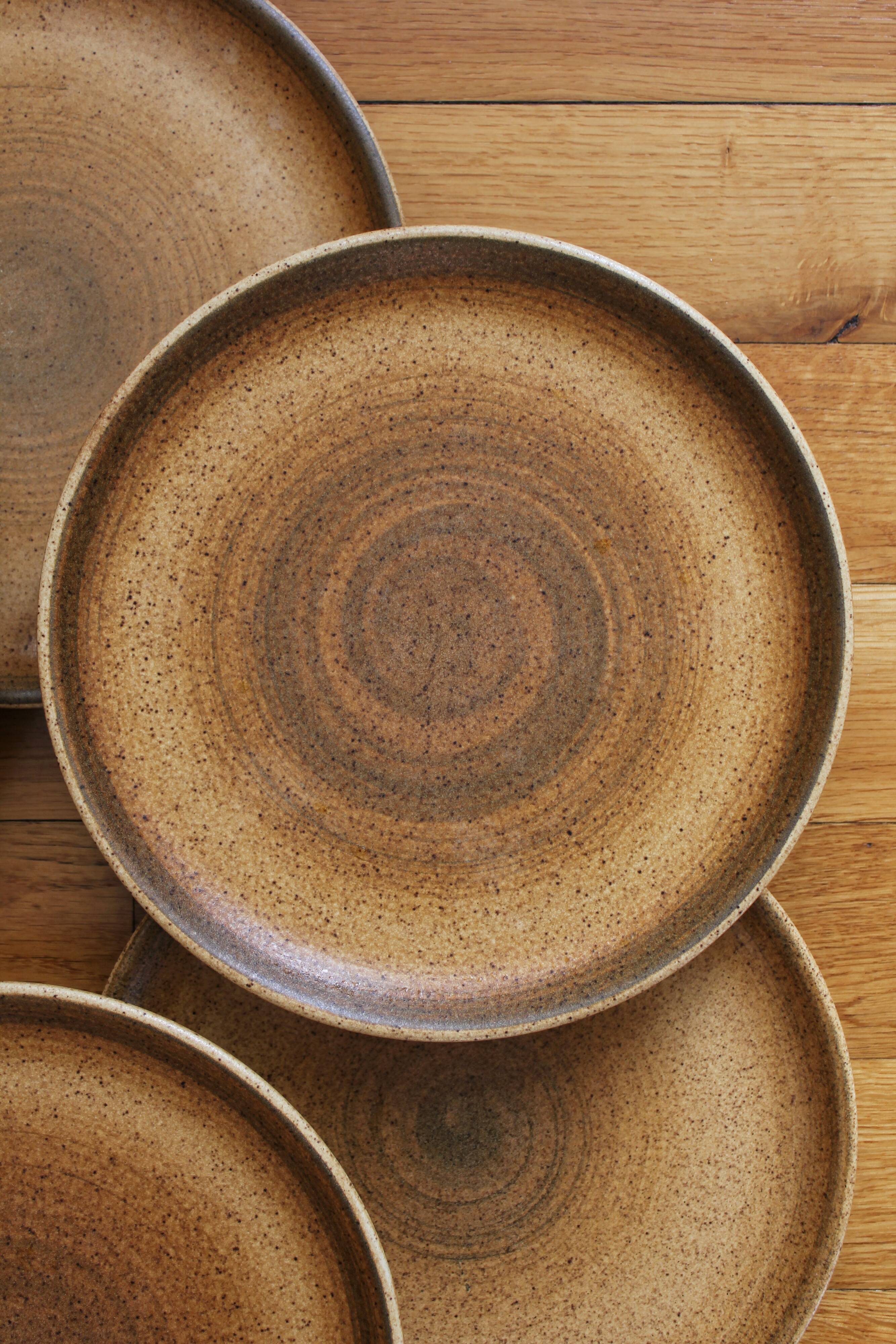 6 flat plates in vintage Longchamp stoneware