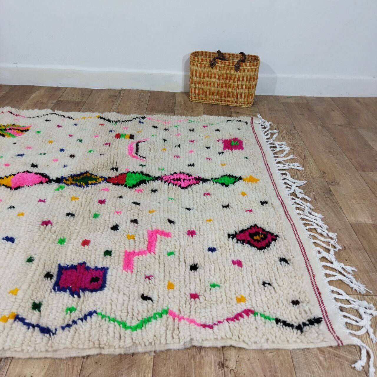 Handmade wool Berber rug 247x140 cm