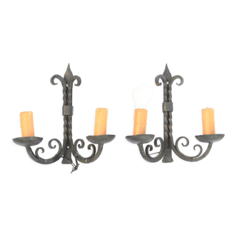 Pair of wrought iron sconces