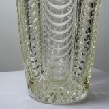 Large moulded glass vase, draped decoration, vintage 1960s.