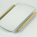 1950s 1960s mid century modern WALL MIRROR with metal and brass frame