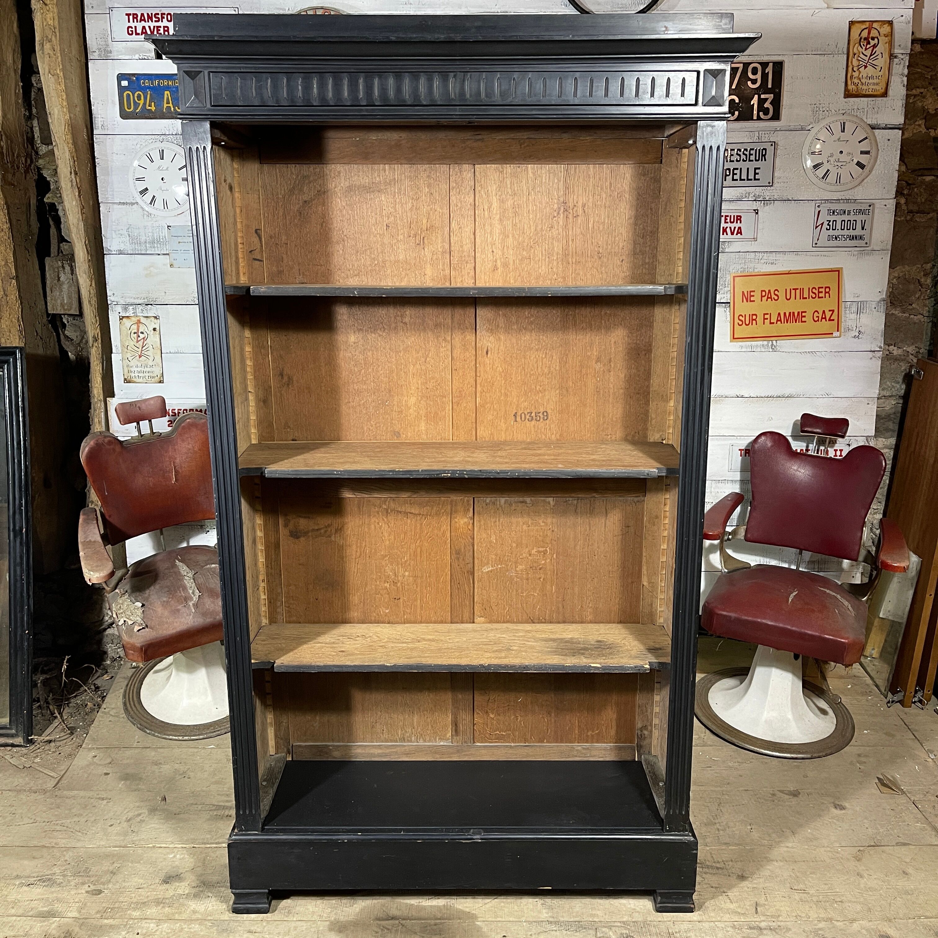 Black patina bookcase