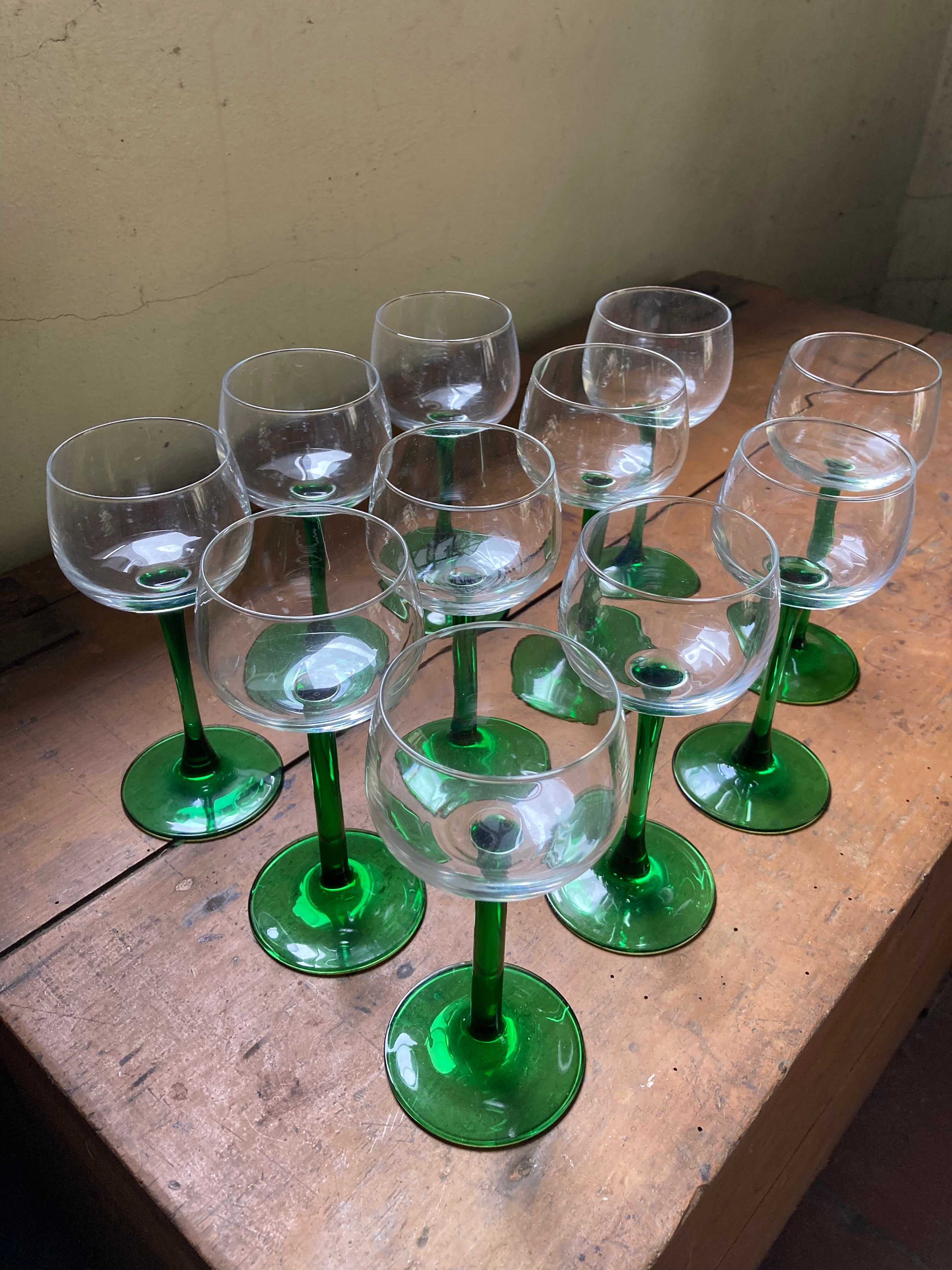 11 glasses of Alsace wine vintage green ideal white wine