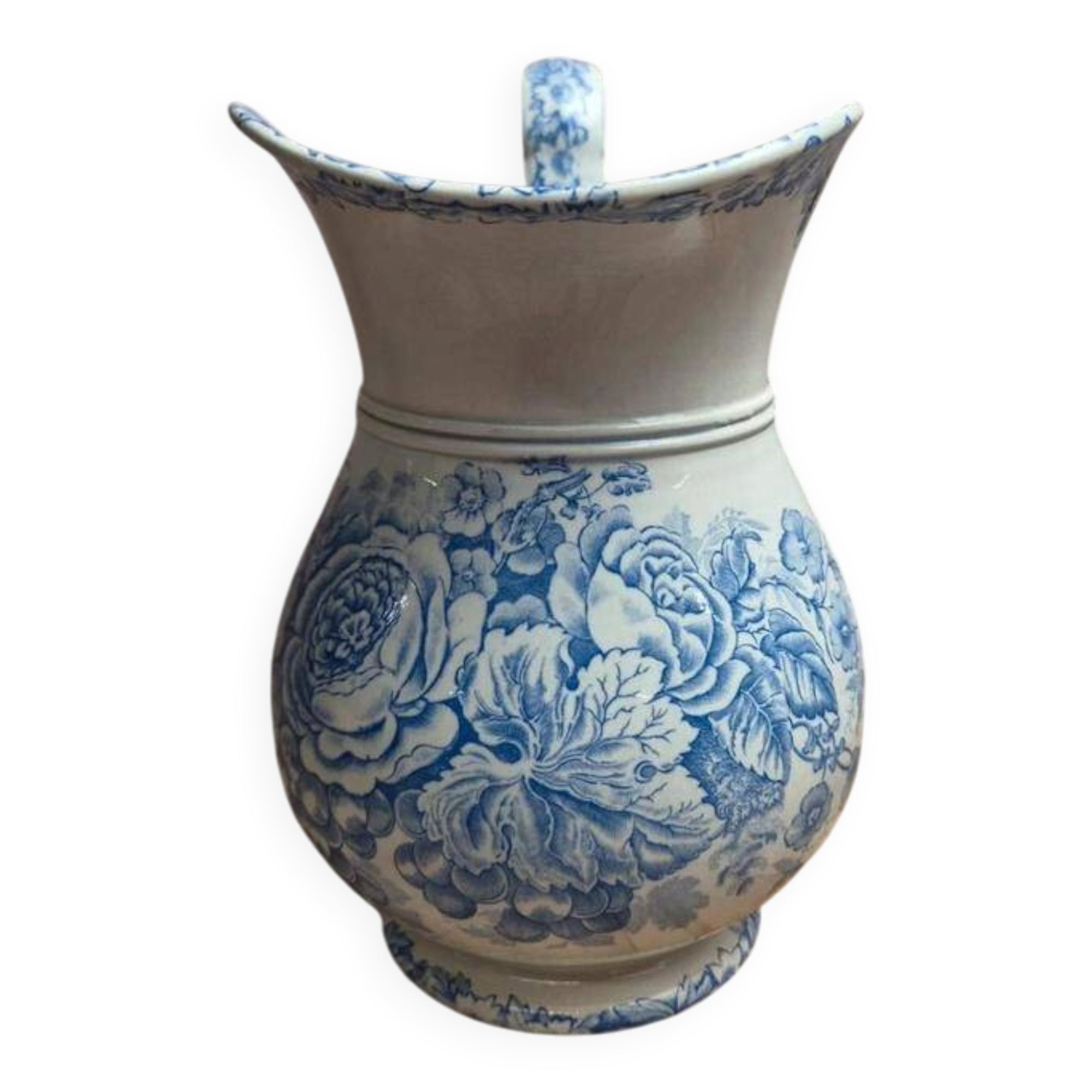 Antique brocade by Jules Vieillard Bordeaux blue & white – Ironstone, floral decoration – 19th century