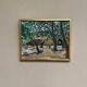 Original Swedish oil on canvas “Secret Huts” by Ake Berg, signed, vintage & framed 41x33cm