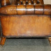 Canapé Chesterfield victorien en cuir serpentin teint à la main