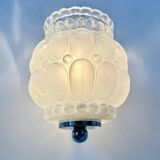 Pair of vintage chrome metal and bubble glass wall lights, France, 1950.