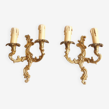 Pair of gilded bronze wall lights