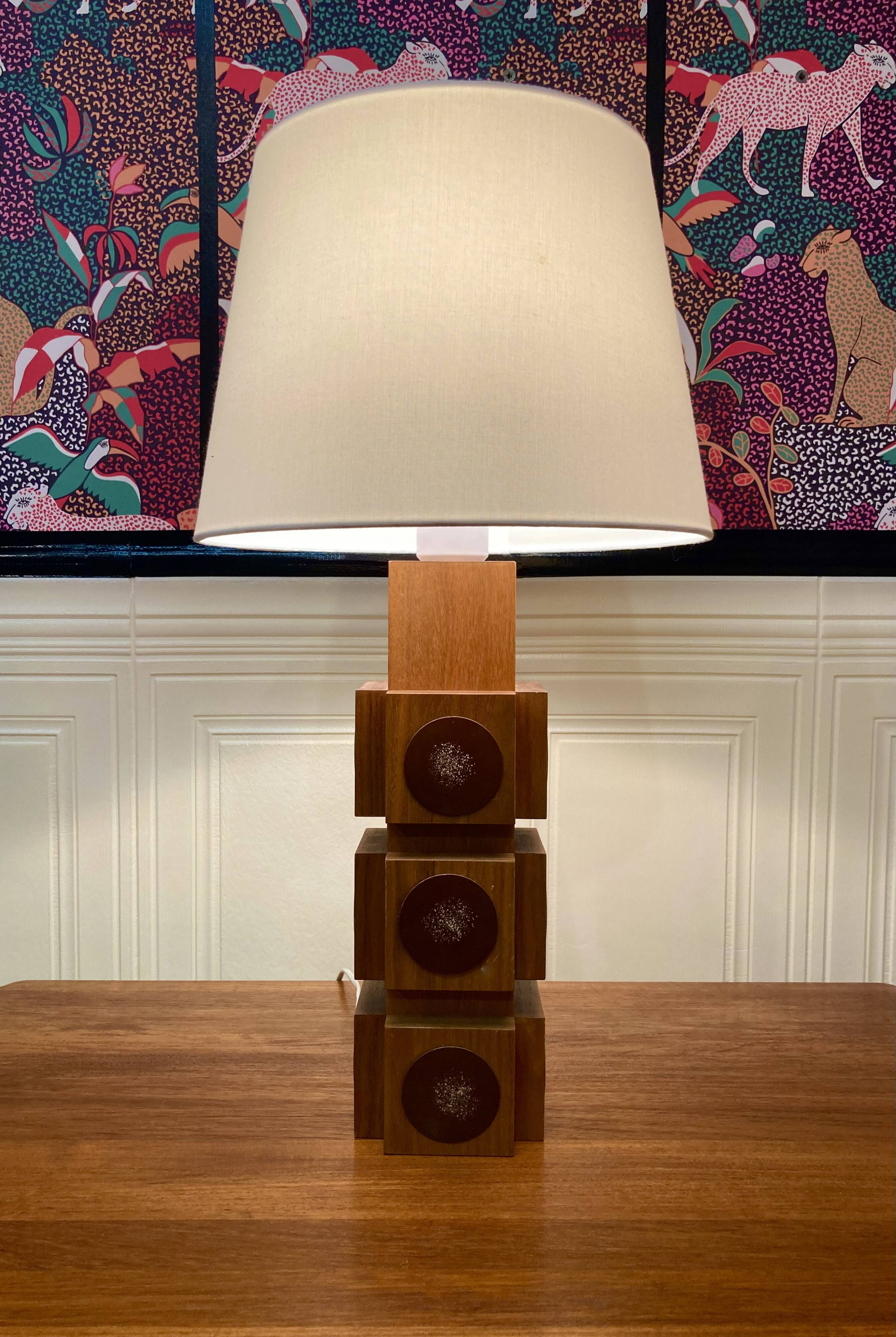 LARGE TEAK LAMP SCANDINAVIAN DESIGN 1950.