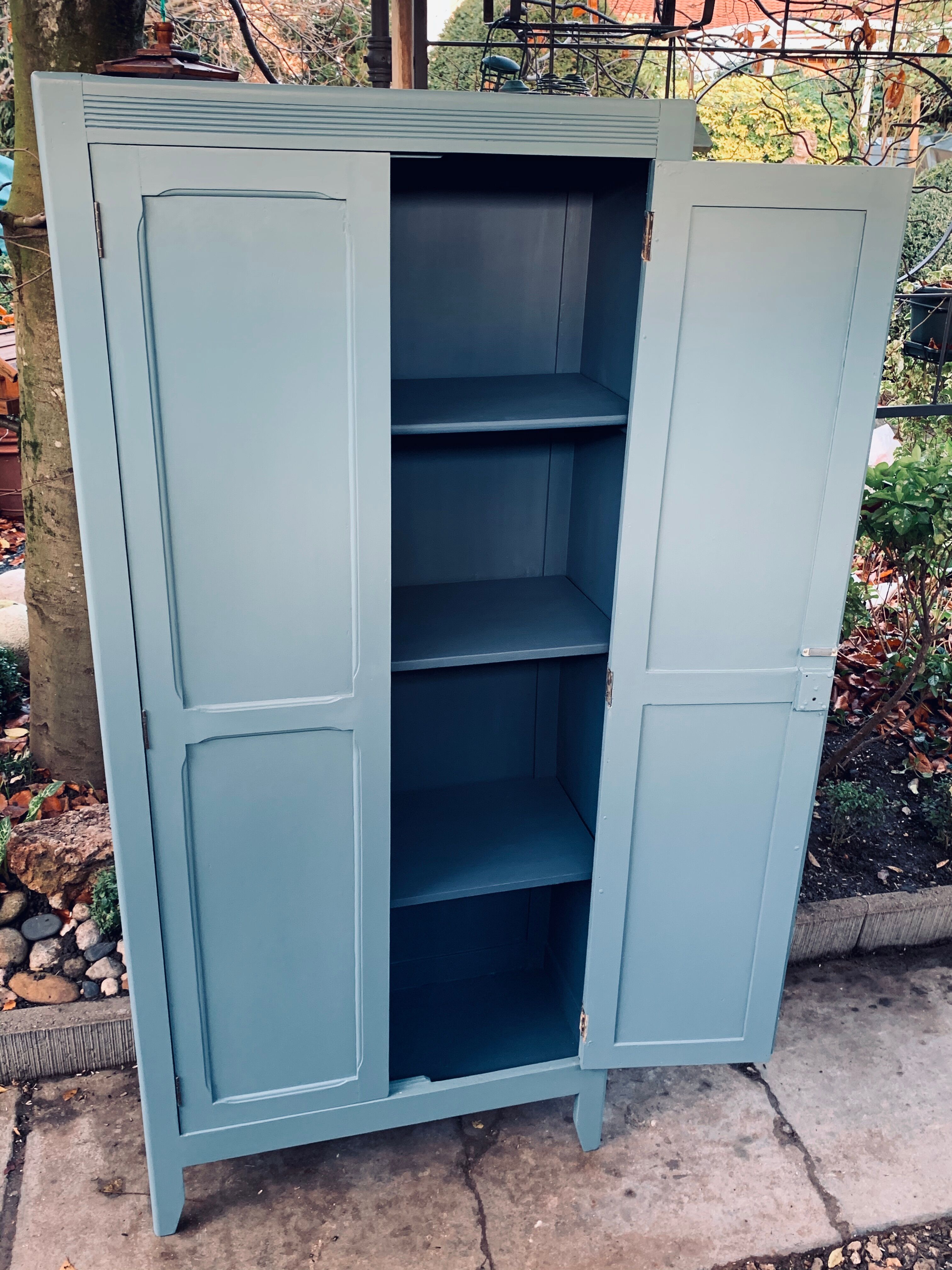 Blue grey parisian wardrobe