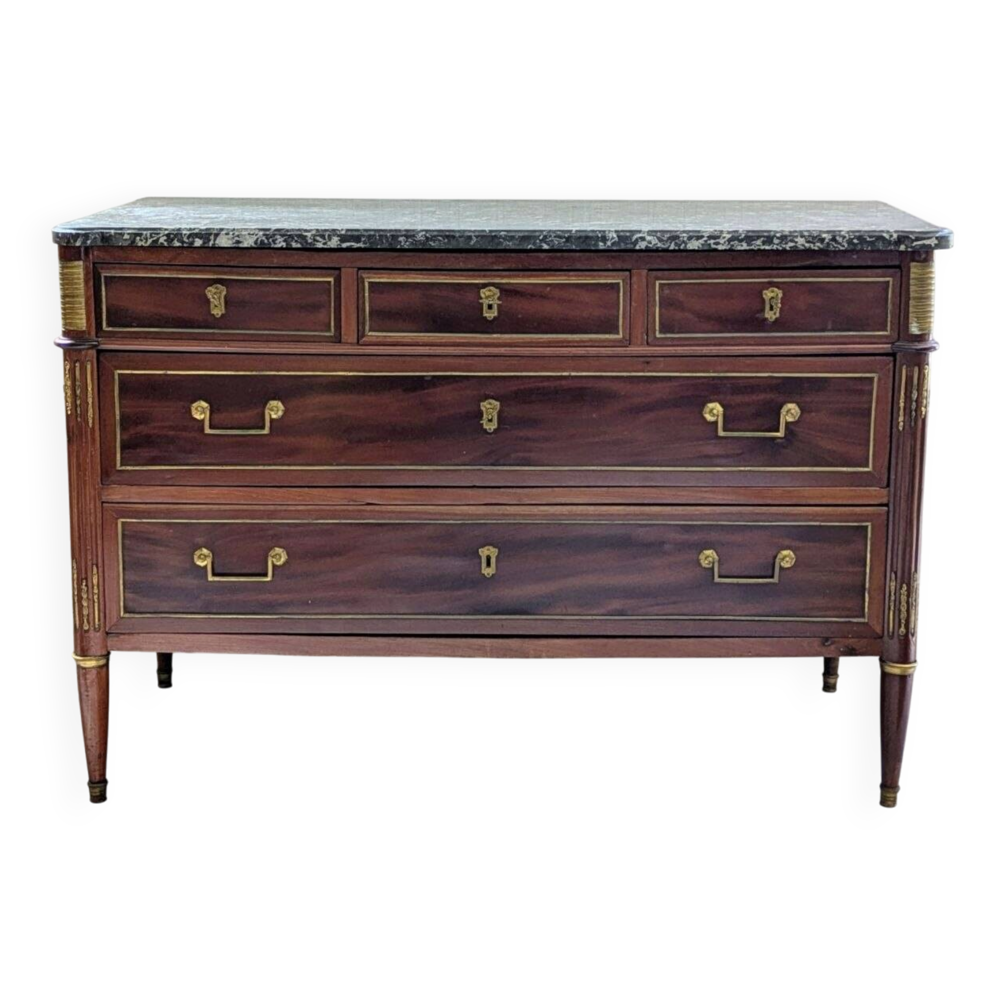 Commode en acajou estampillée f schey,cert. d'authenticité, ép. louis xvi
