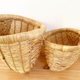 Vintage rattan corner baskets