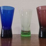 Set of 5 colorful aperitif glasses vintage year 60/70