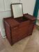 Vintage-commode coiffeuse-rotin tressé-5 tiroirs-miroir-Années 60/70