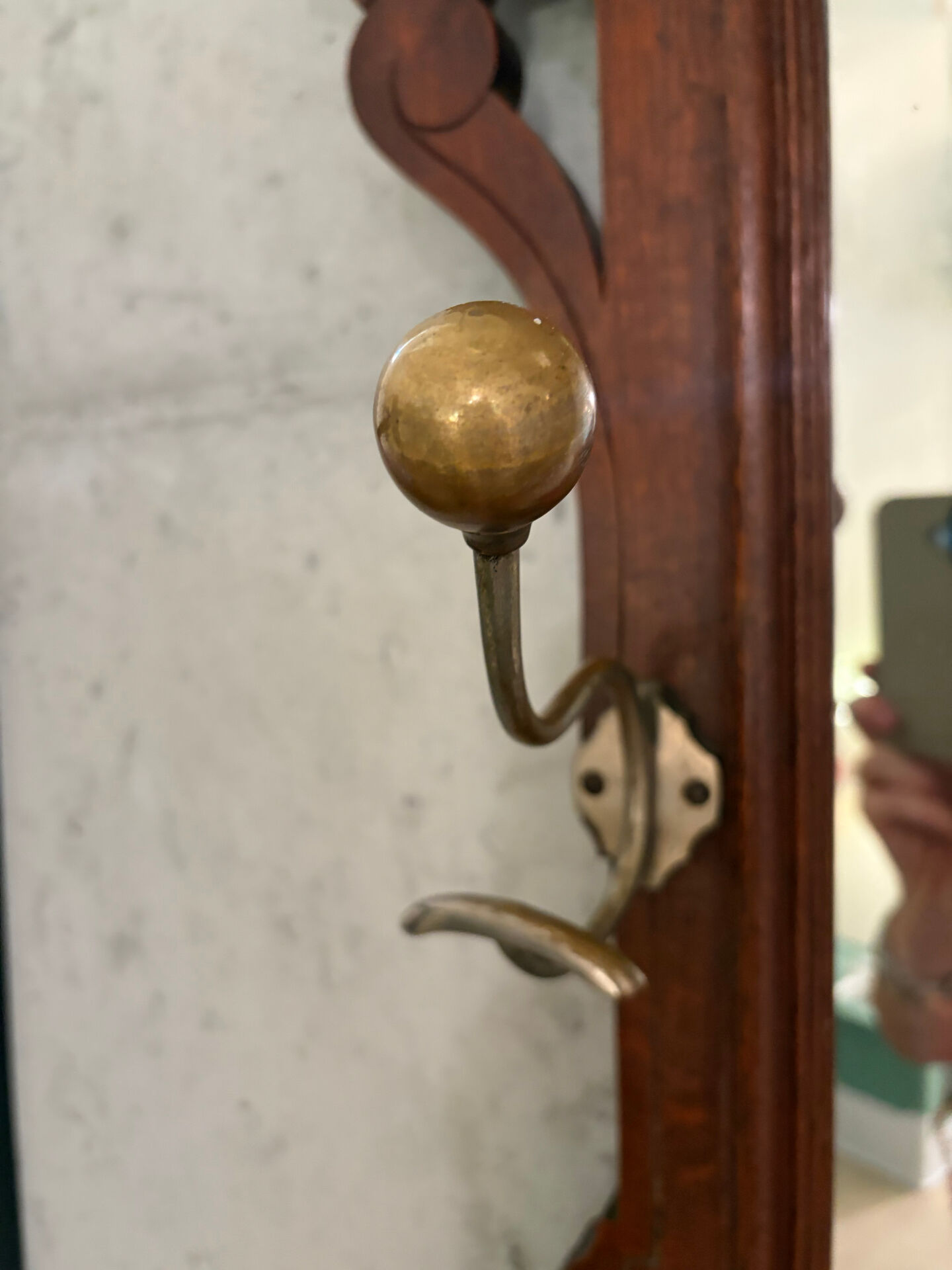 Antique oak carved coat stand, mirror and umbrella stand — late 19th century