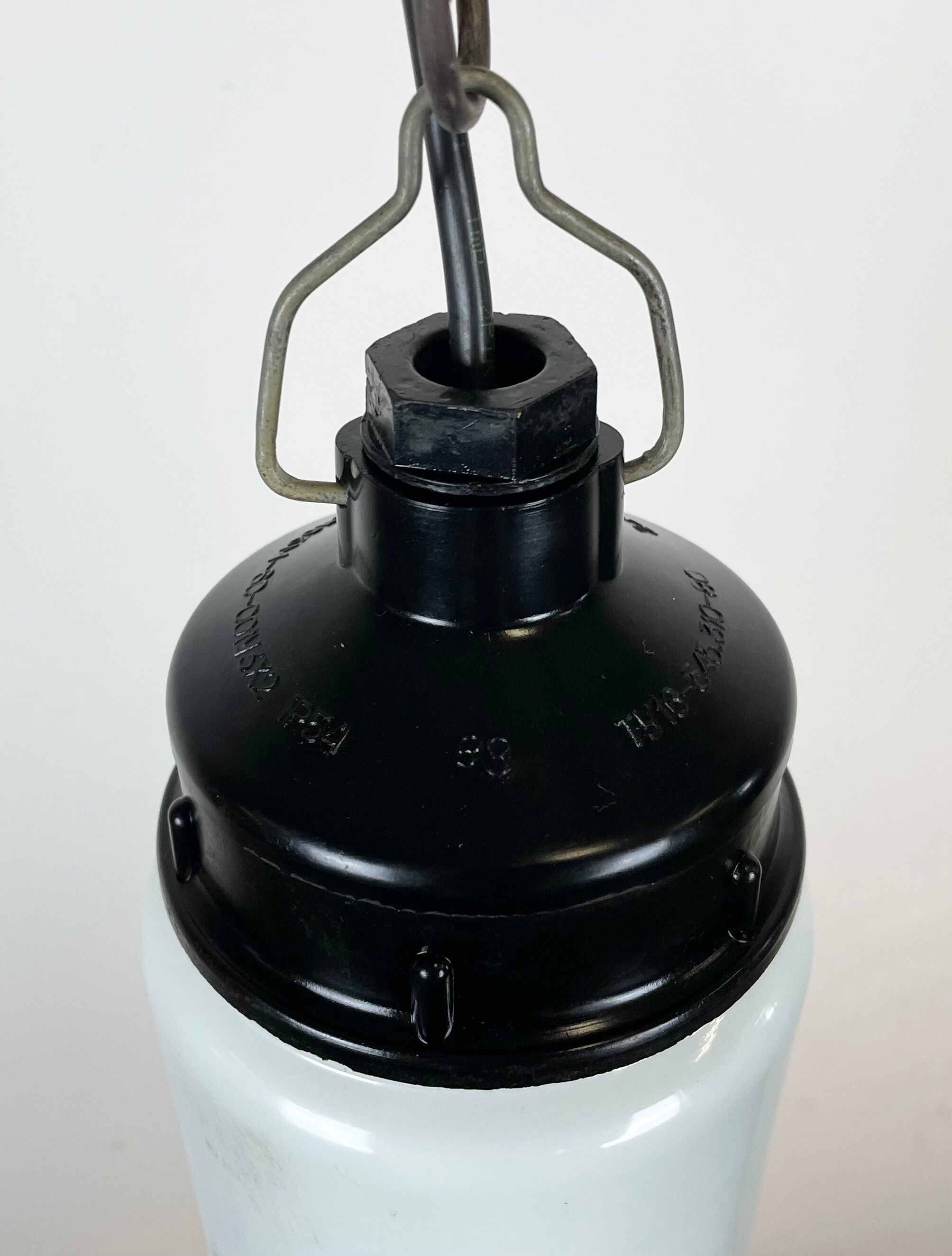 Industrial Bakelite Pendant Light with Milk Glass, 1970s