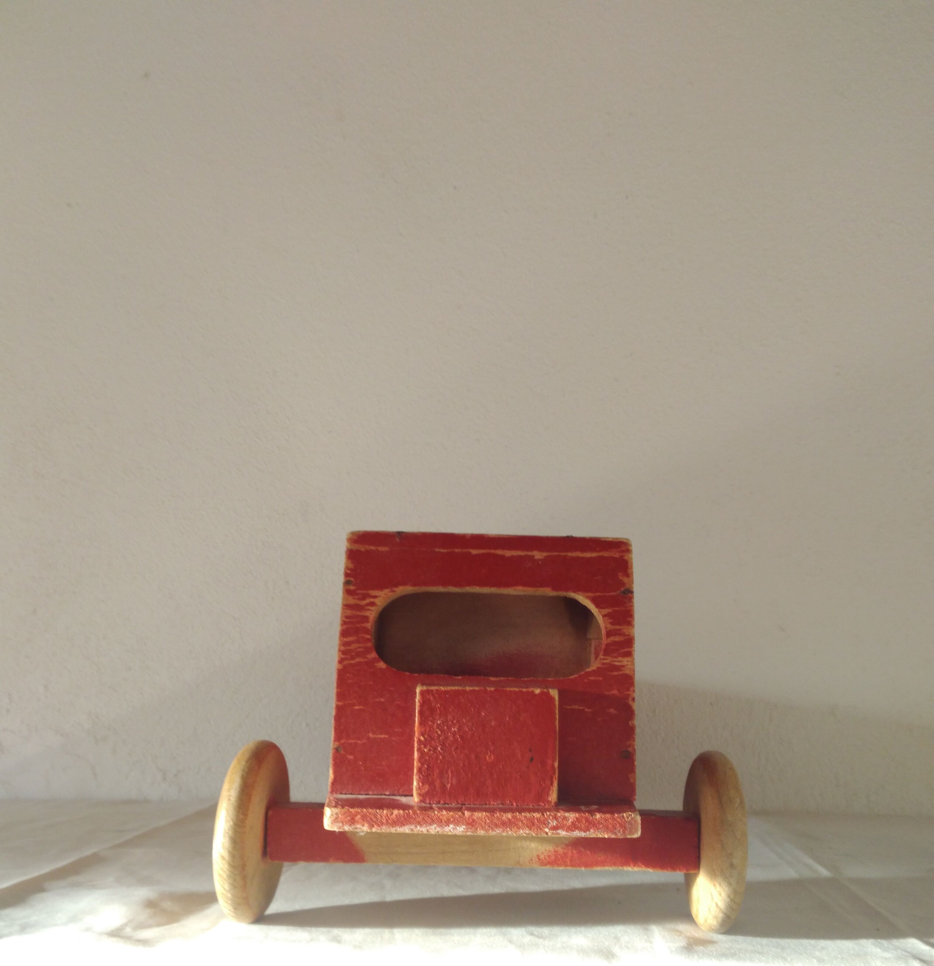 Old wooden toy van car