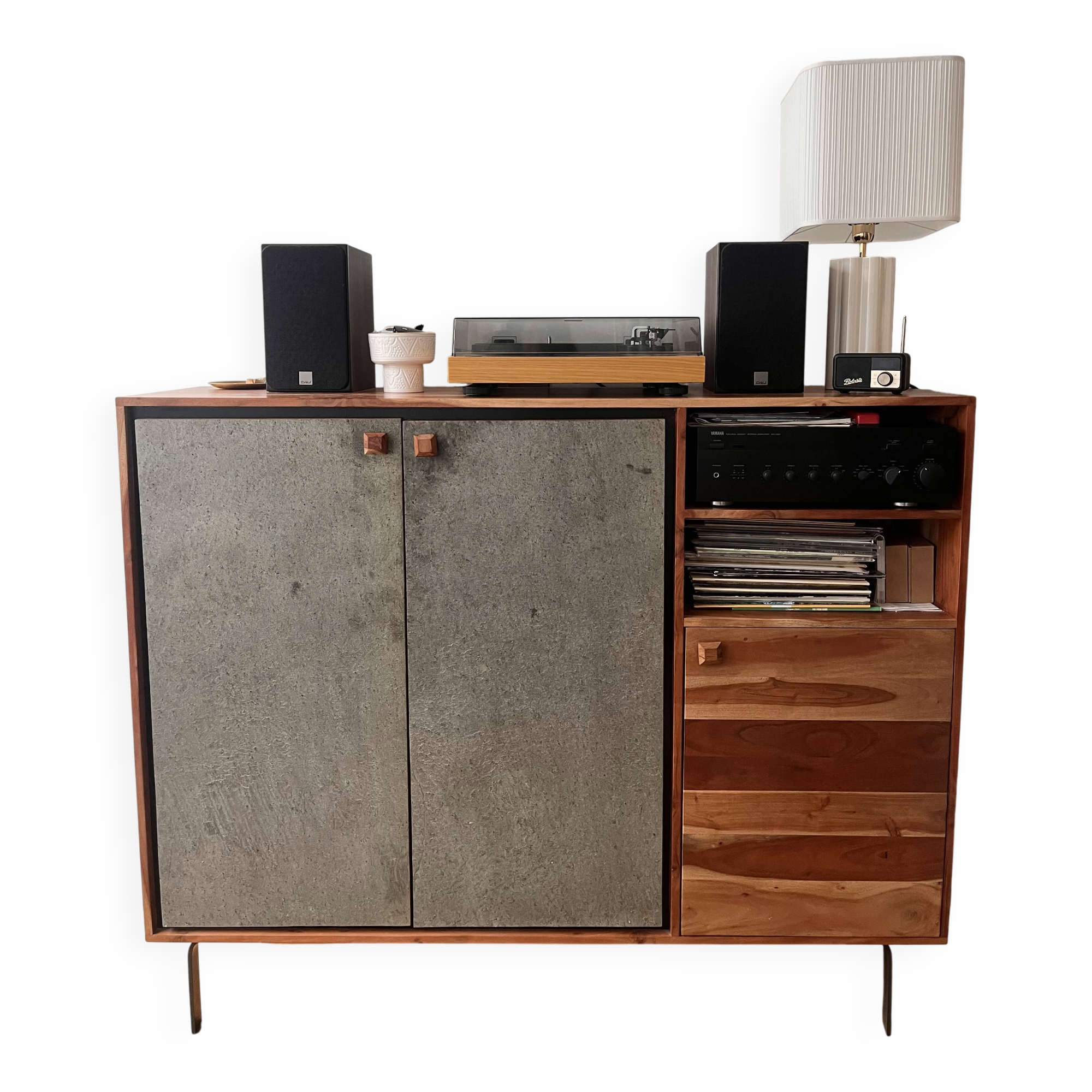 Acacia wood sideboard