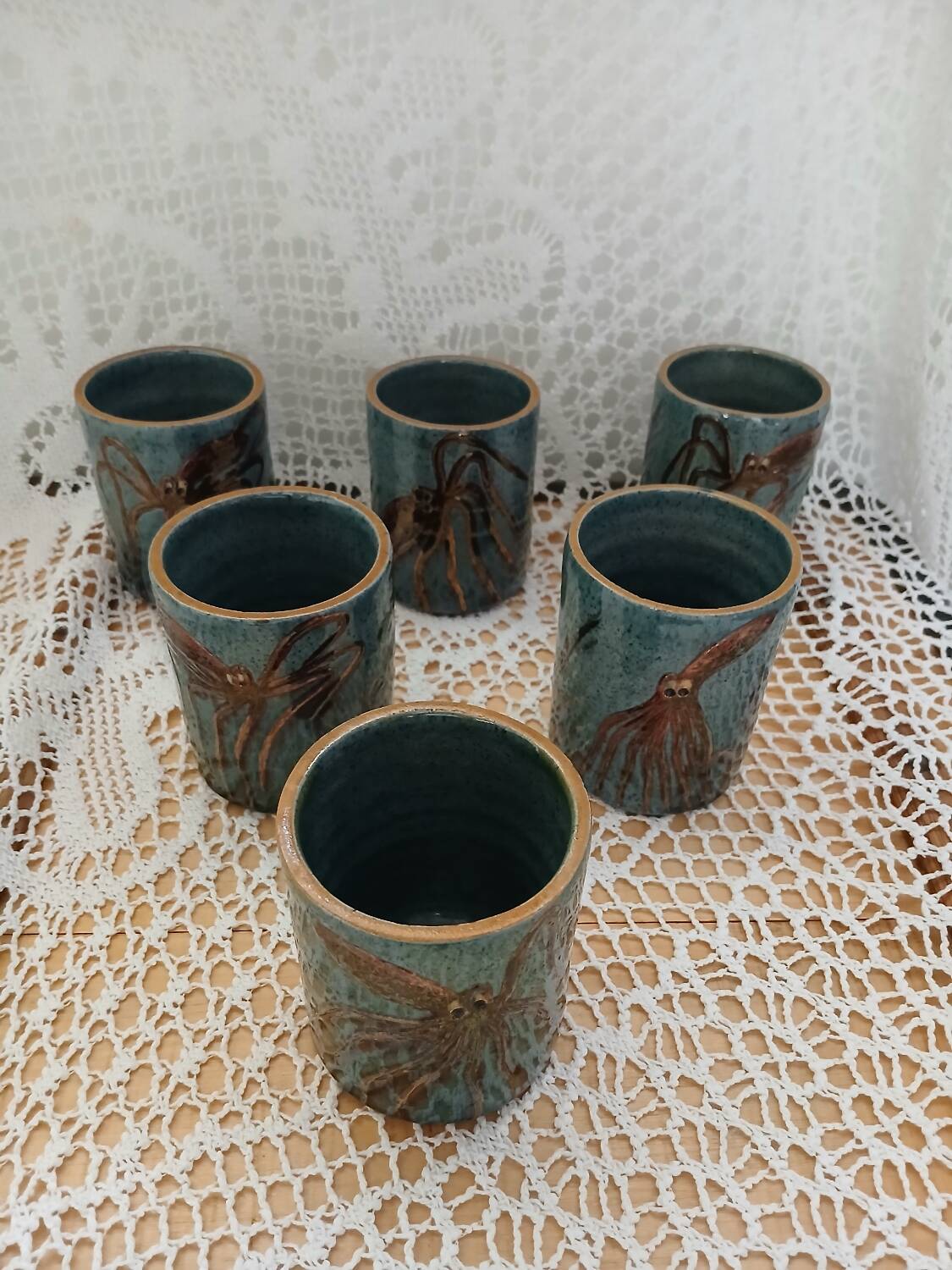6 vintage handmade cups/mugs