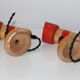 Paire d'appliques bois et métal rouge