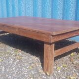 Old industrial workshop coffee table in solid teak