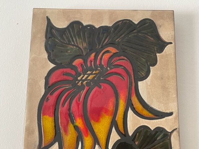 Vintage Vallauris ceramic painting "La Grange"