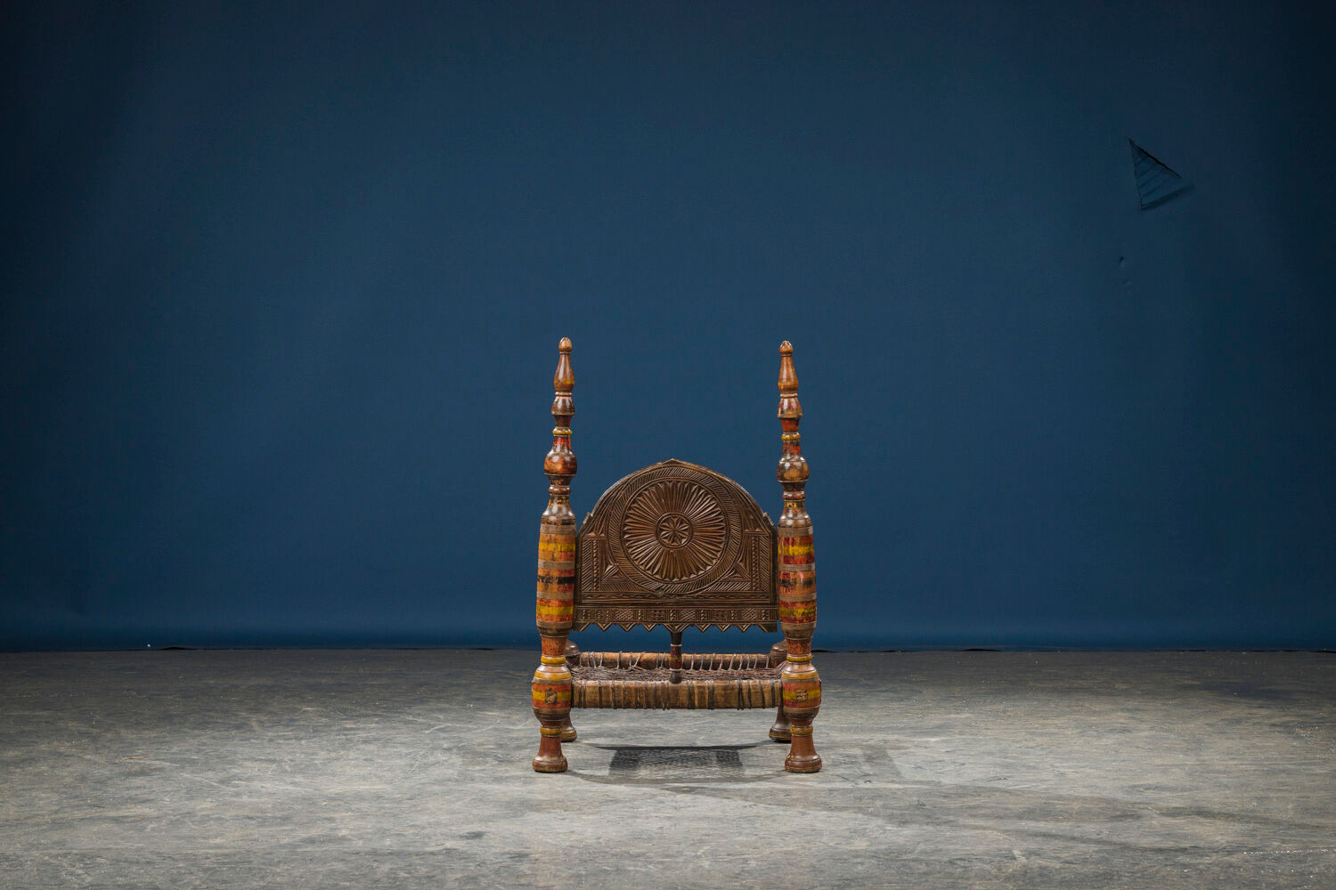 African Carved Wood & Rawhide Side Chair, 19th Century