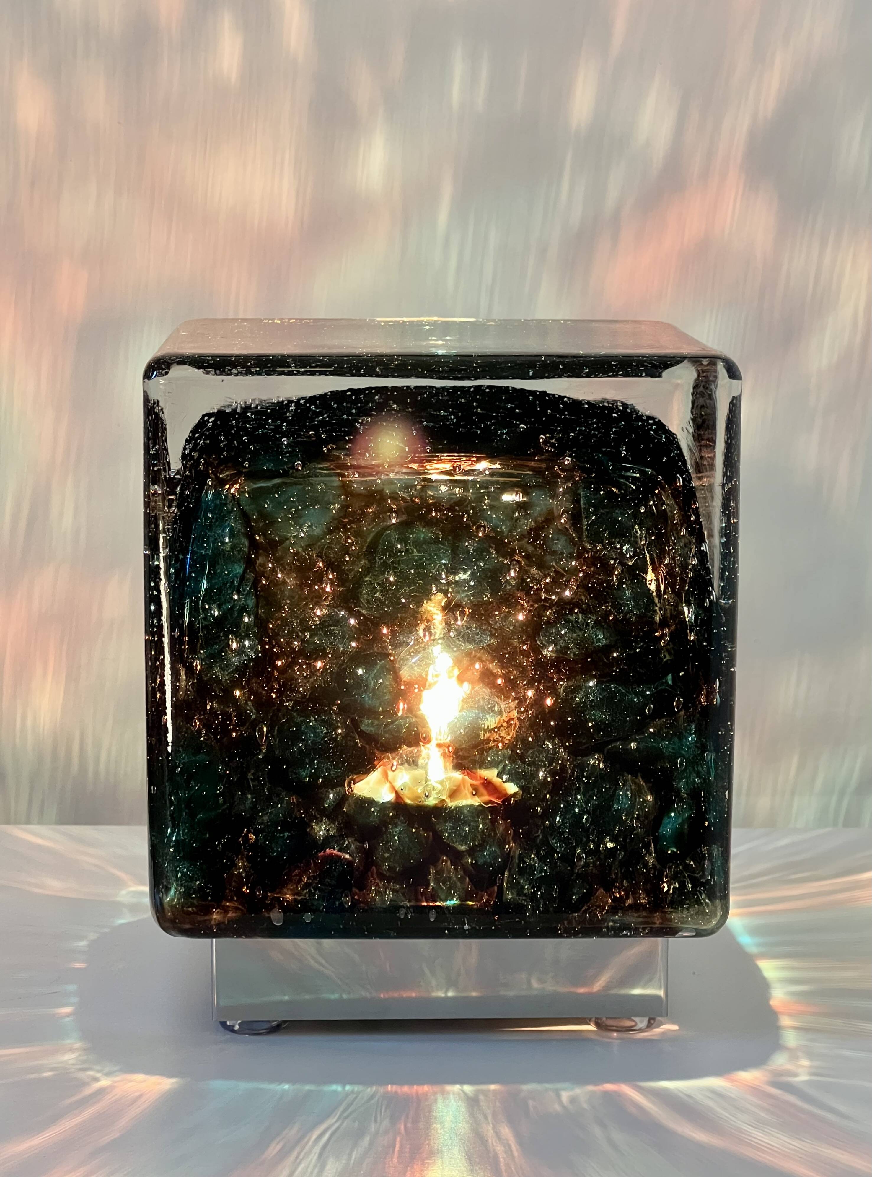 Lampe à poser cubique en verre de Murano par Limburg, Allemagne 70's
