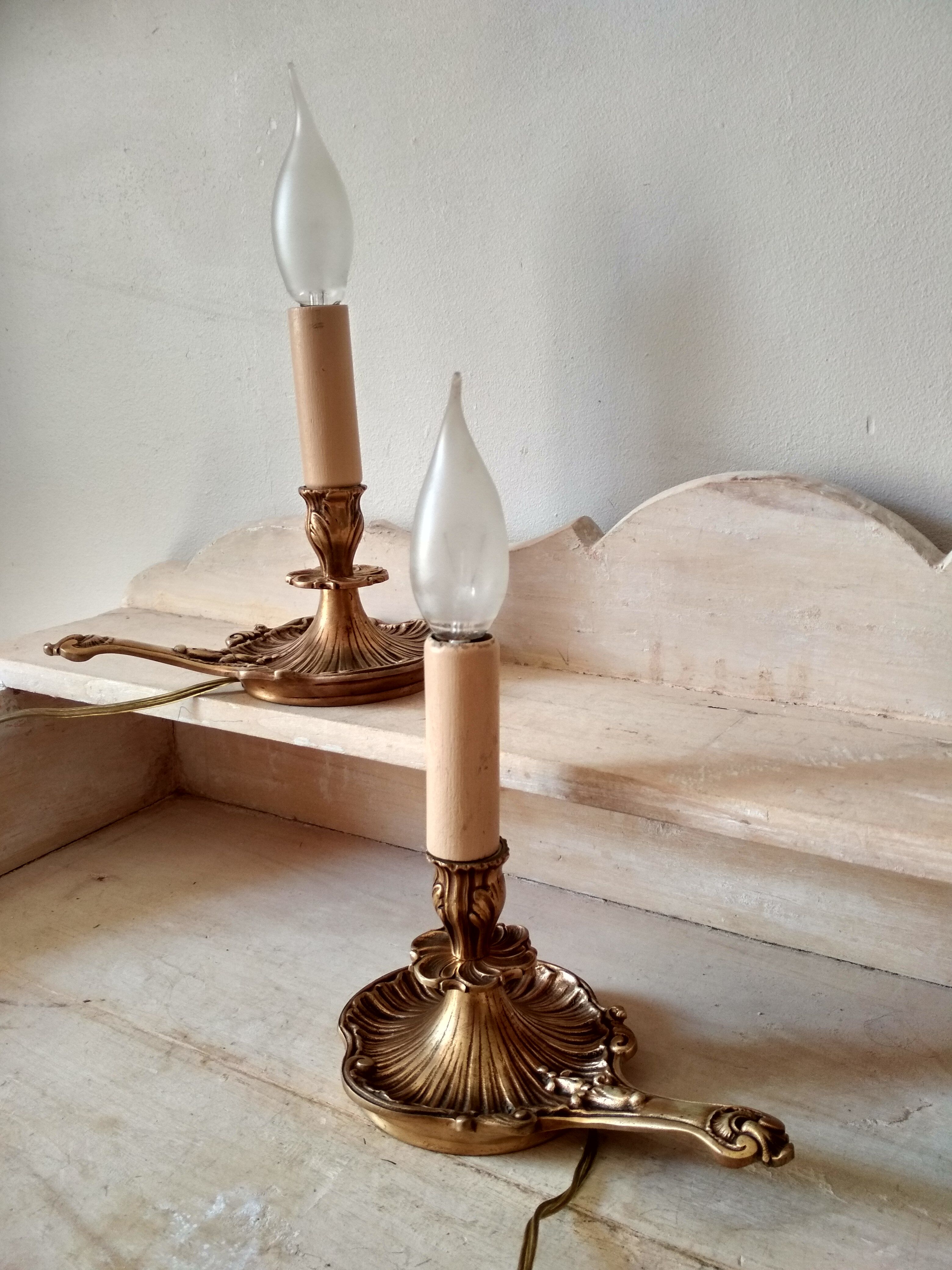 Pair of bronze bedside lamps