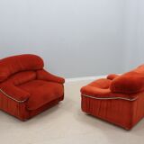 Vintage velvet armchairs Italy 1970s