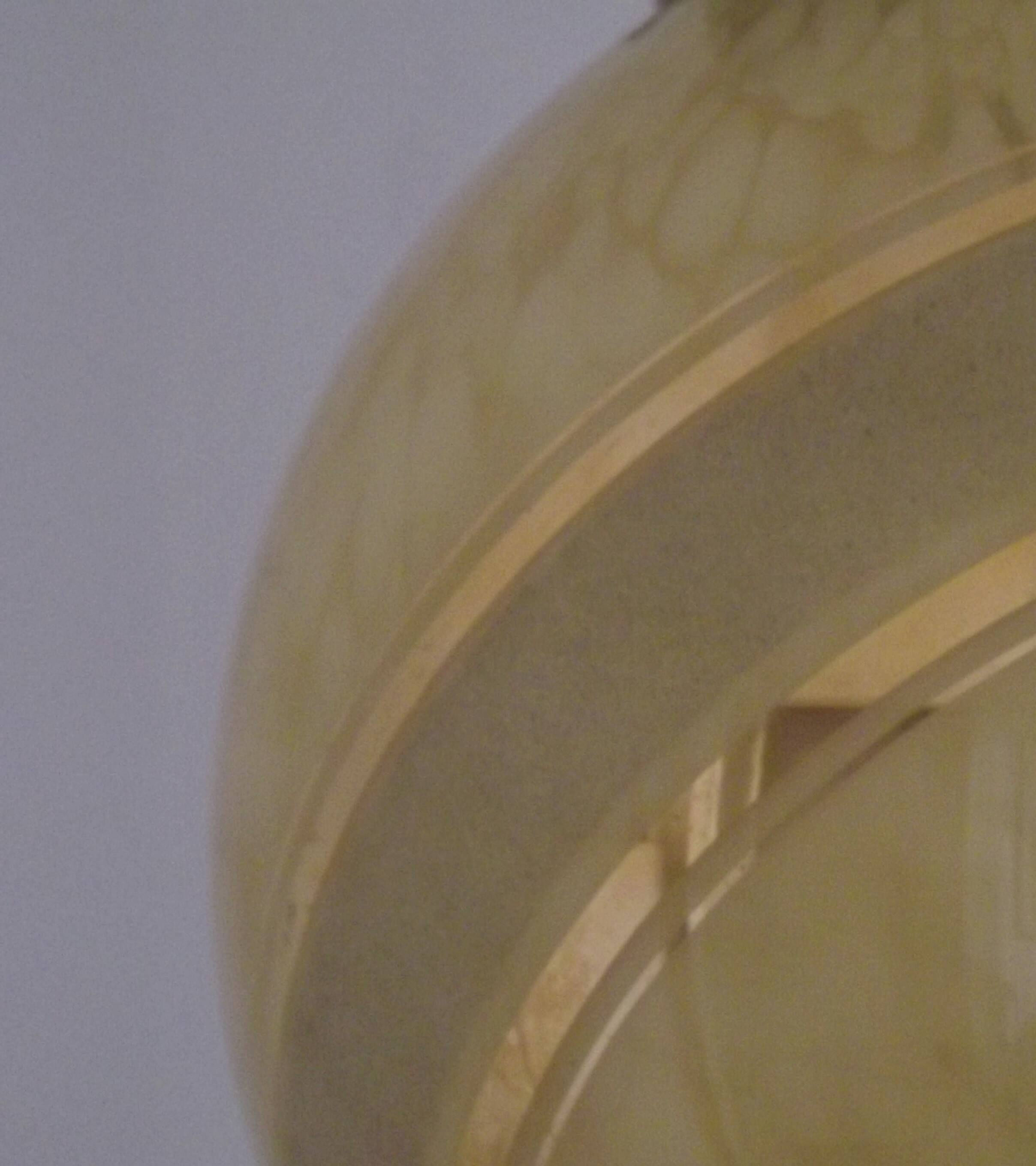 French Art Deco Ceiling Light Yellow & Gold Clichy Shade Metal Fitting 5464