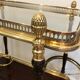 Rolling table in brass and mahogany with removable trays