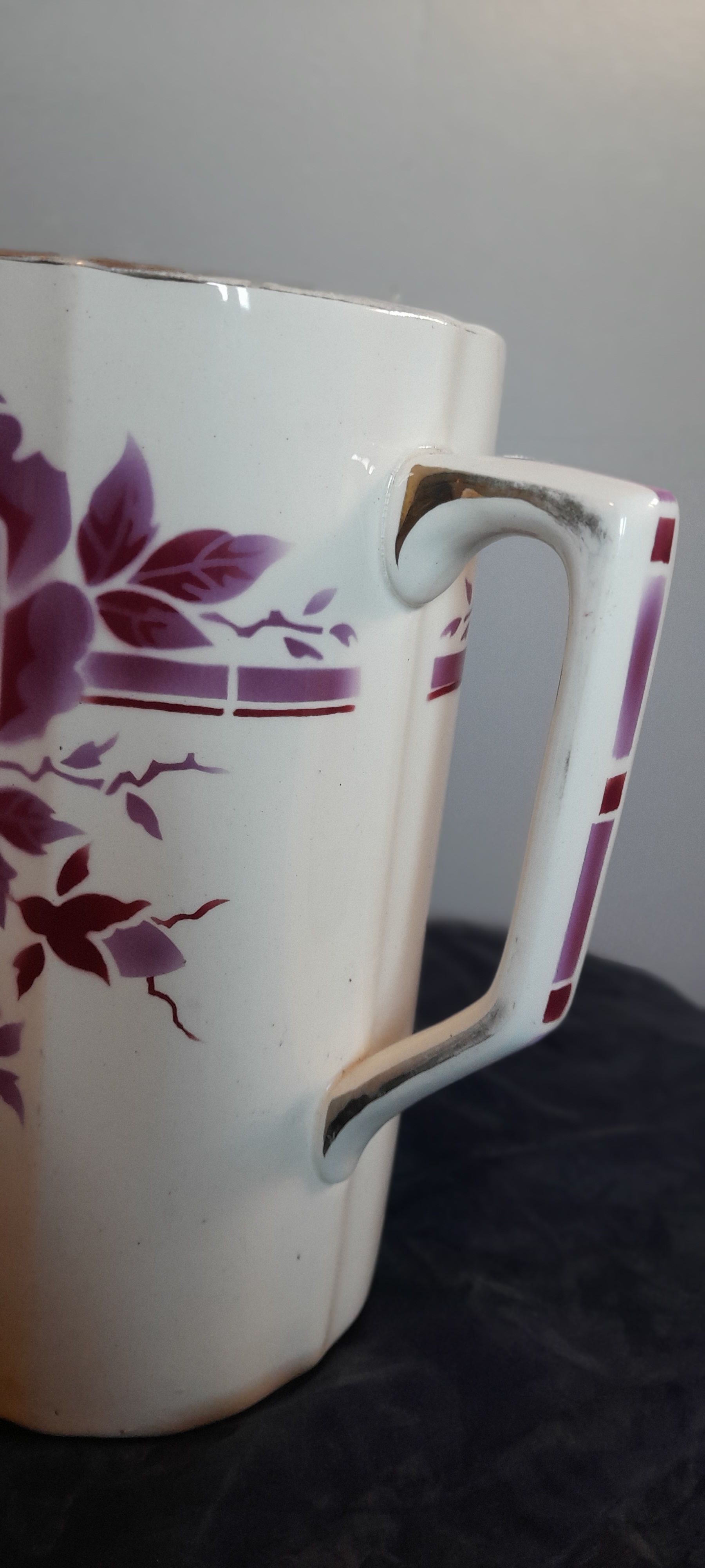 Toilet pitcher / pitcher / vase model Pauline de Moulin des Loups, faience decoration with red rose