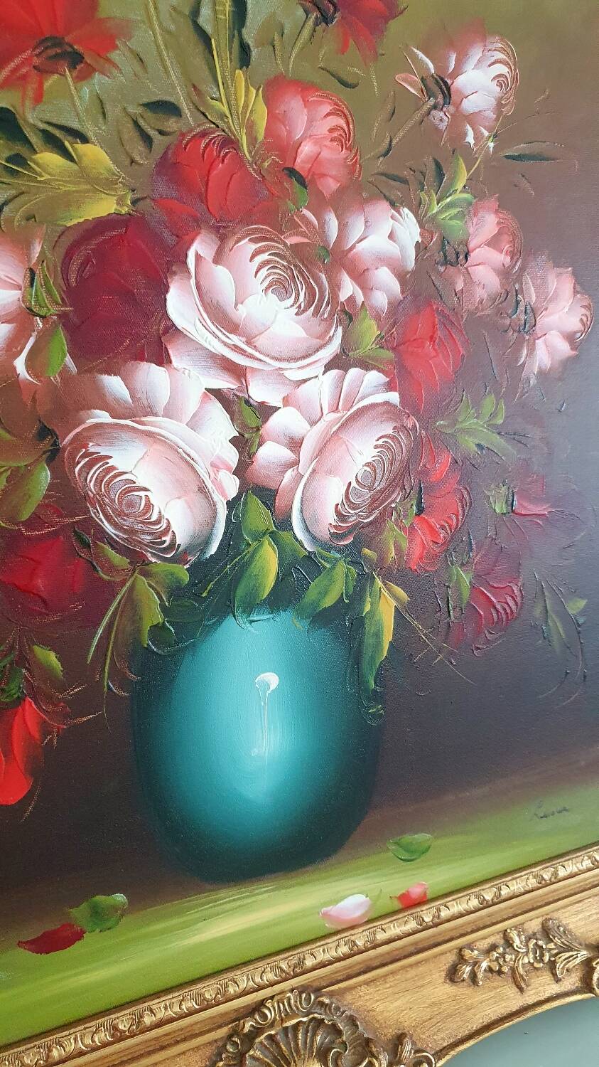 Large painting "bouquets of roses" - signed oil on canvas