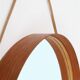 Rare round "#103" wall mirror / teak, leather, brass / by Glas Mäster, Markaryd, Sweden / 1960s / 1970s / Mid-Century Modern Design