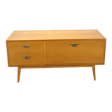 TV cabinet veneer vintage with drawers and brass