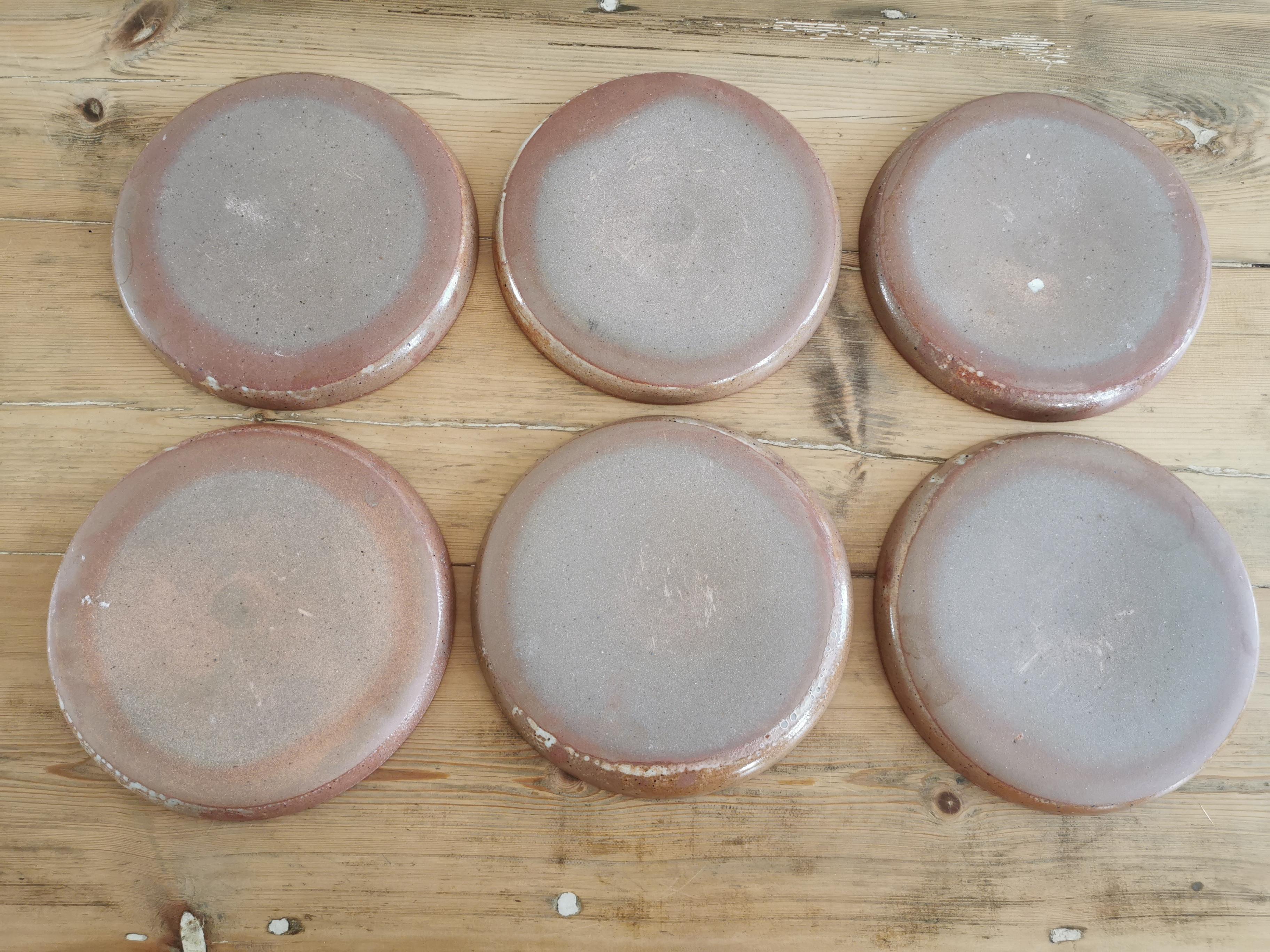 Service of 6 vintage plates in flamed stoneware