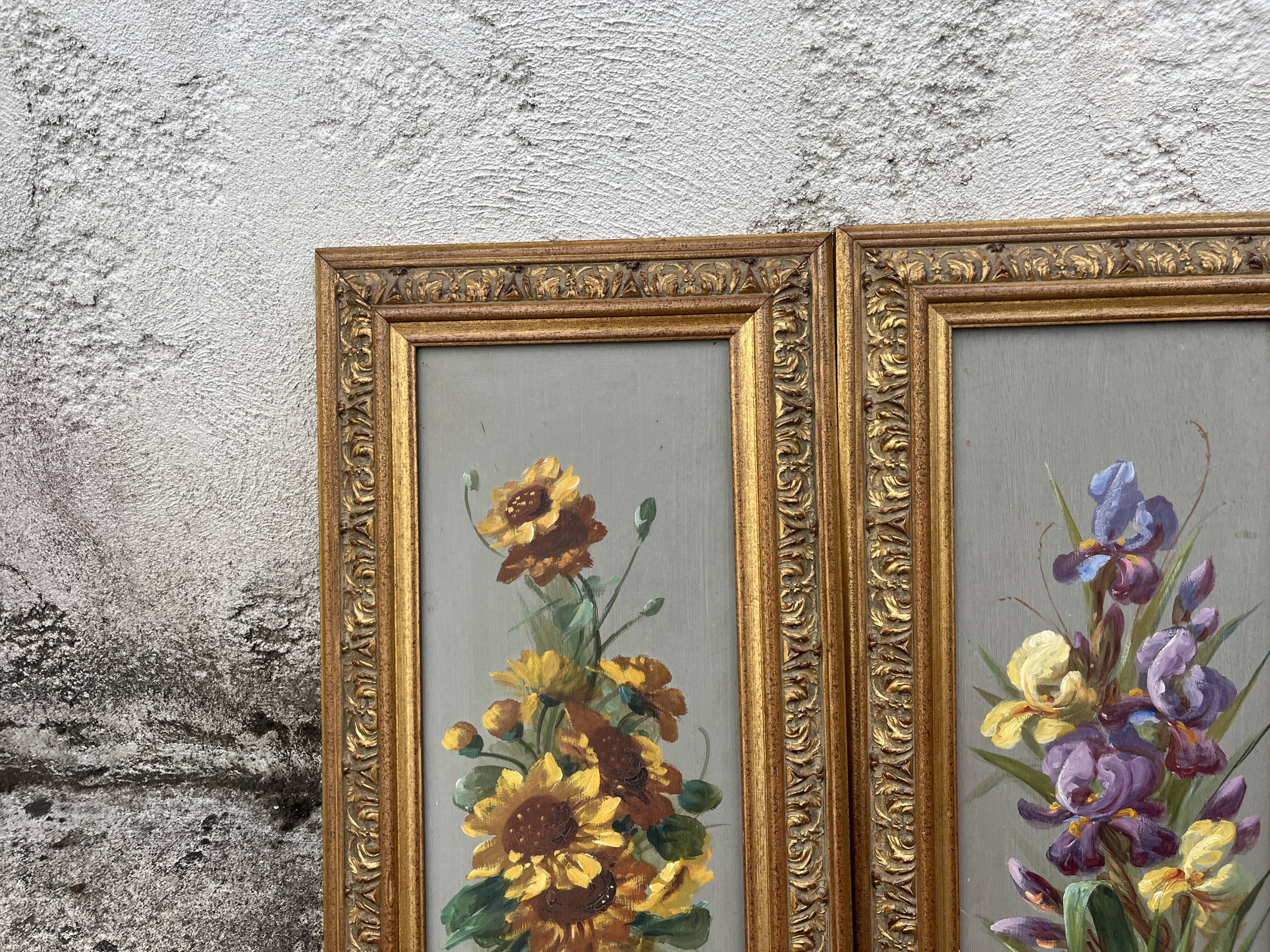 Gaston Corbier – Pair of floral paintings, oil on panel (63 cm)