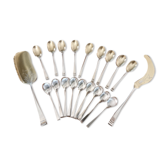 Christofle service 20 pieces silver metal art deco