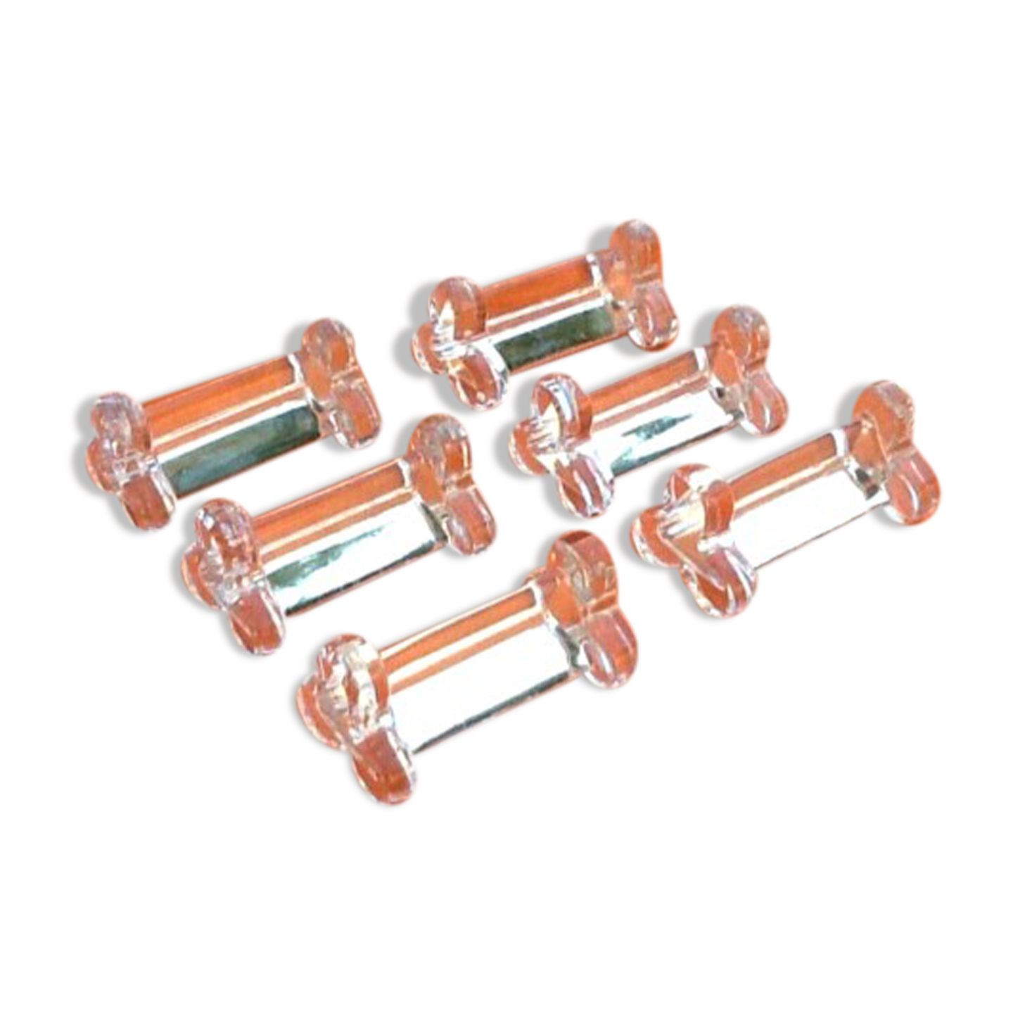 6 knife holders transparent glass clover shape, 1950