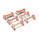 6 knife holders transparent glass clover shape, 1950