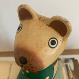 Vintage wooden decorative painted bear from the 60s