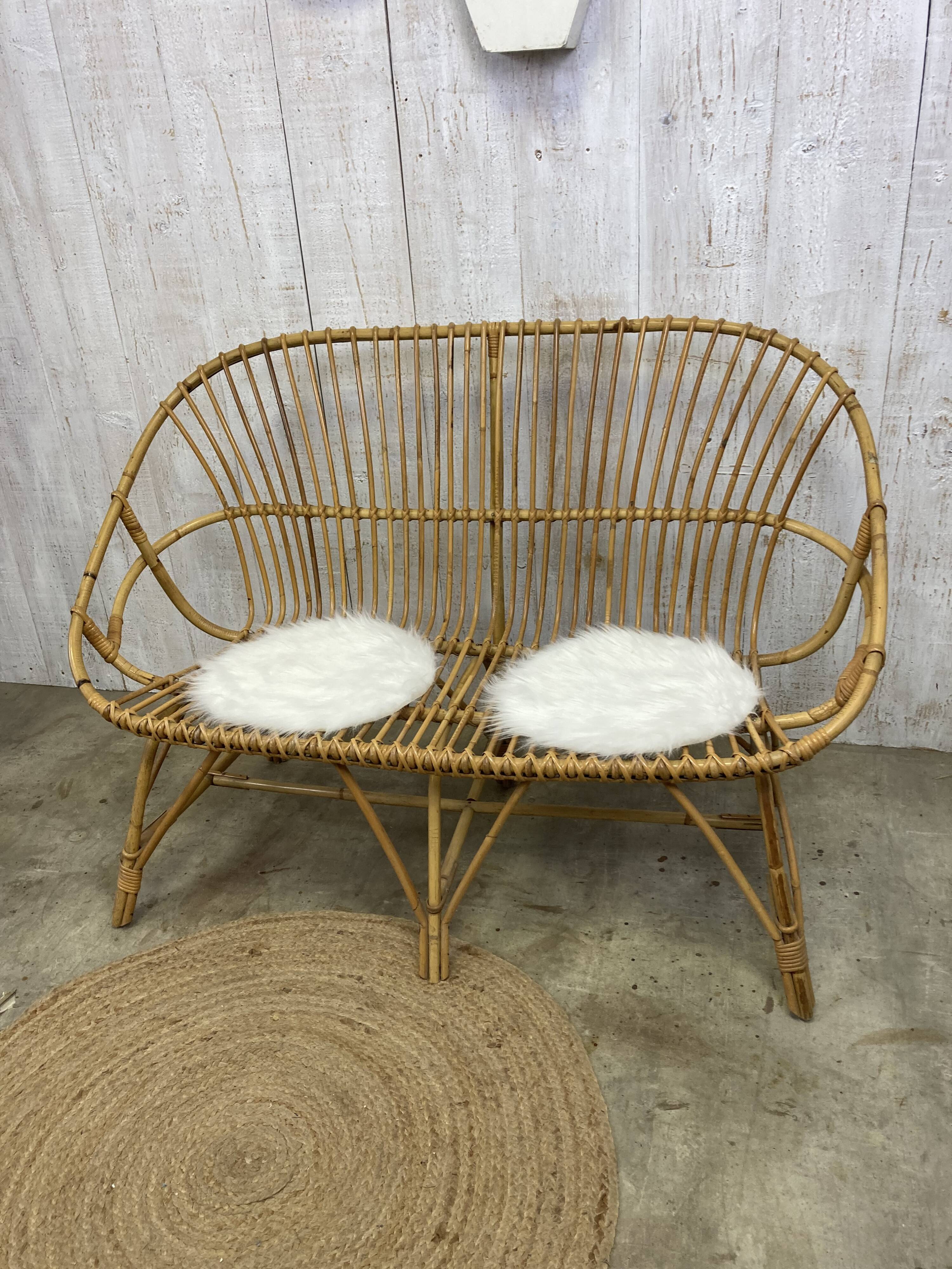 Vintage rattan bench