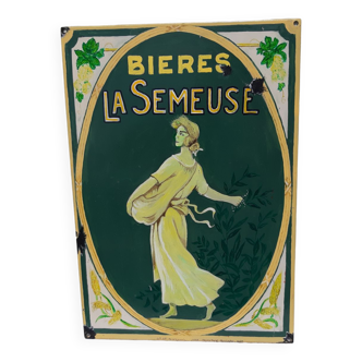 Plaque émaillée Bière La Semeuse