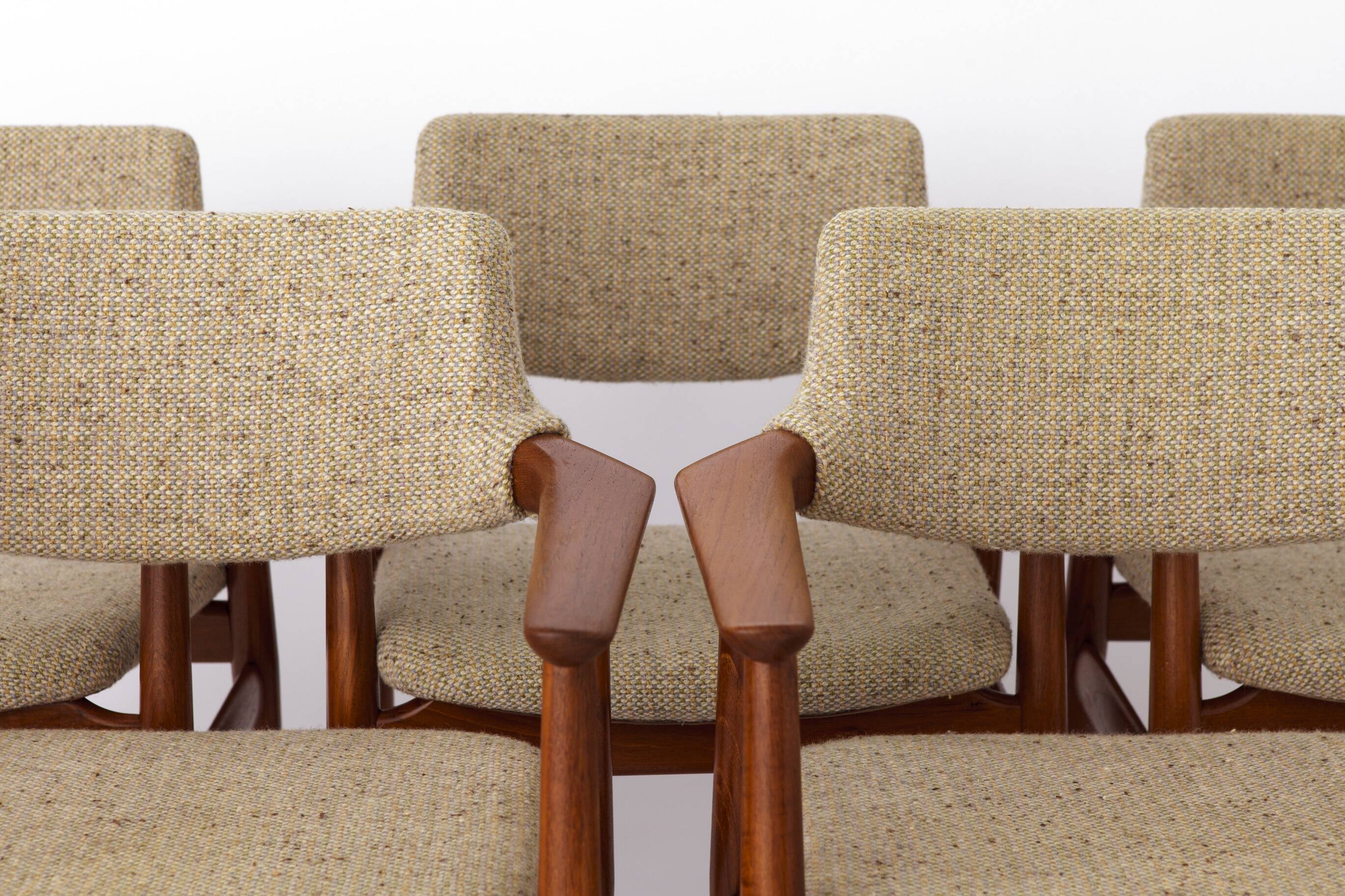 5 Erik Kirkegaard Chairs, 1960s, Vintage, for Glostrup, model GM11, Danish, Teak