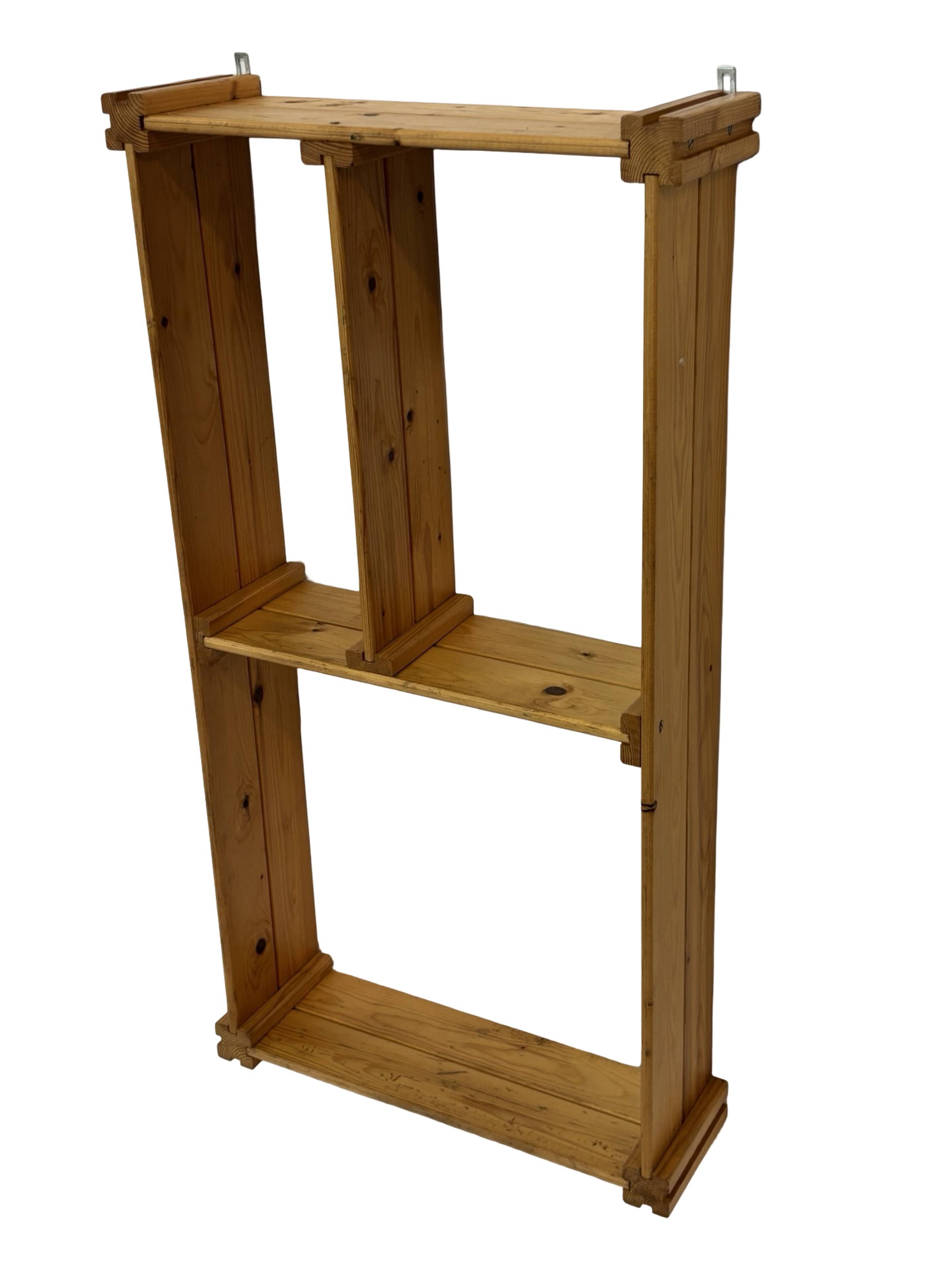 Vintage Wall shelf rack Pinewood wood 70s design