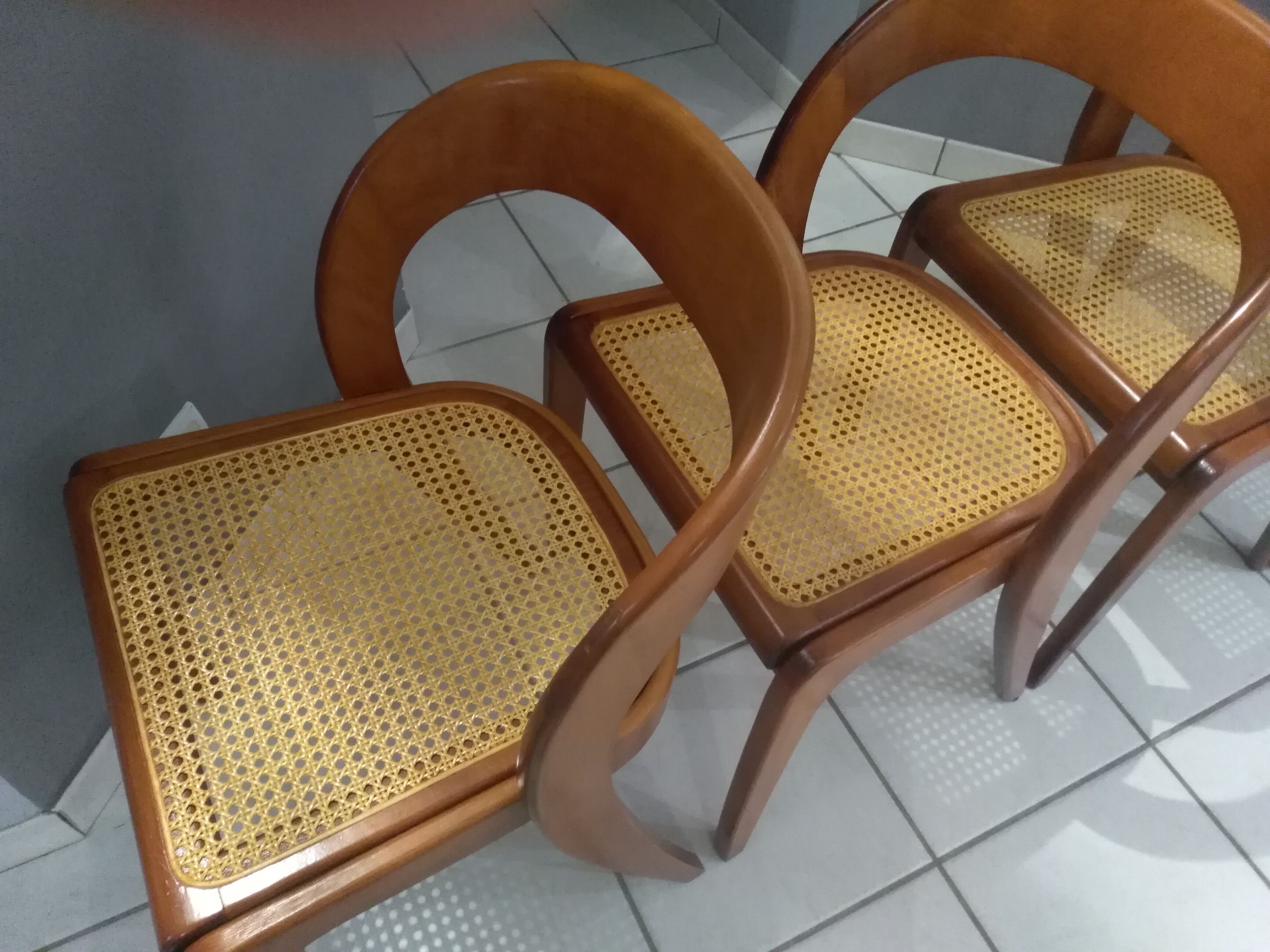 Suite of 4 chairs Baumann model Vintage Gondola 1970s