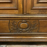 Gothic Renaissance library in solid walnut with columns around 1850