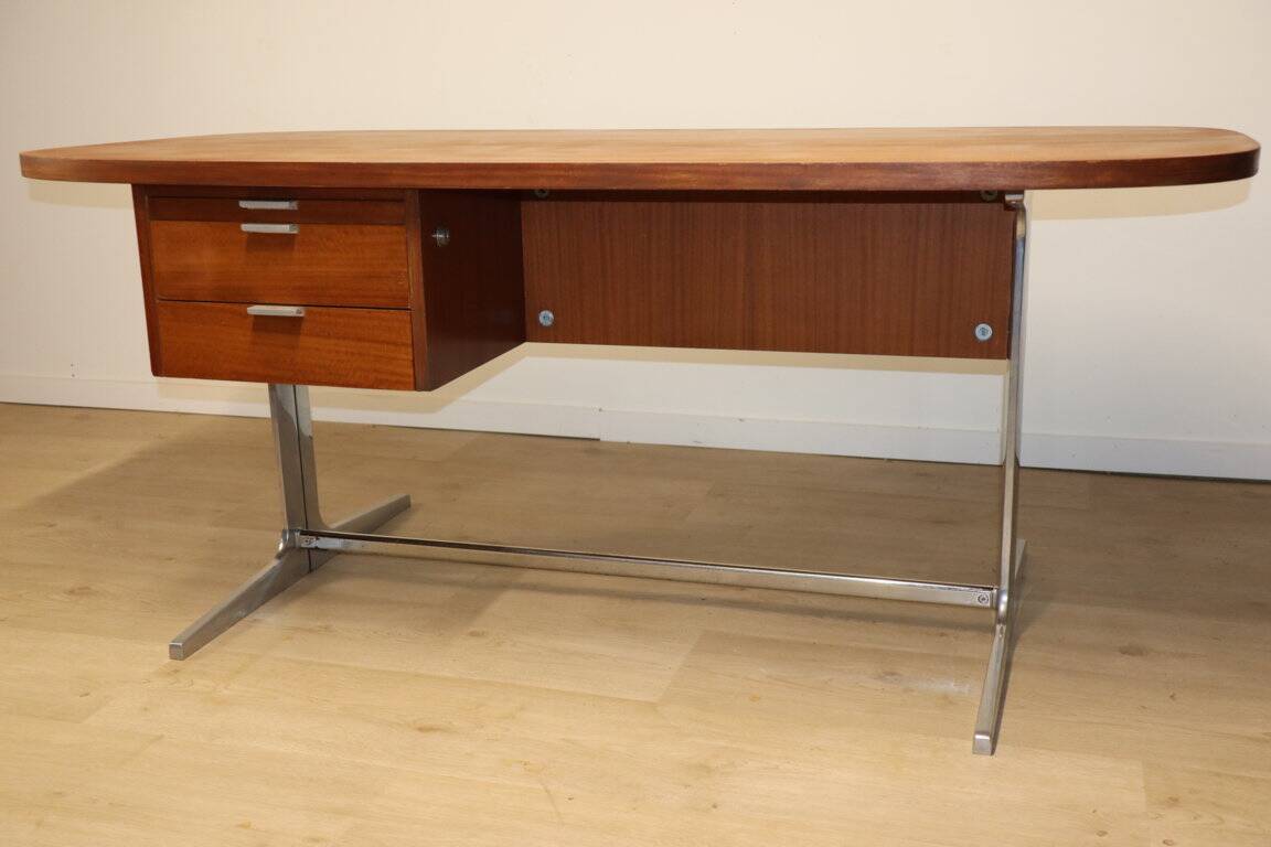 Vintage desk by George Nelson in wood and aluminum, 1960s